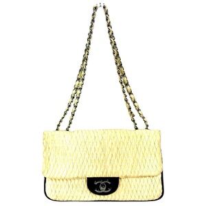 Chanel cream woven leather bag